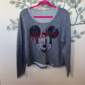 Winking Mickey Mouse grey cropped sweatshirt No size tag